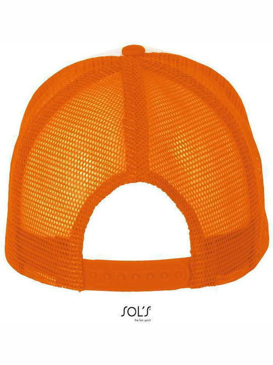 Sol's Bubble Trucker Cap White / Neon Orange