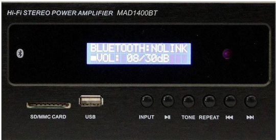 Madison MAD1400BT Power Amplifier Hi-Fi Amplifier Stereo 180W/4Ω 150W/8Ω MAD1400BT-BK Black