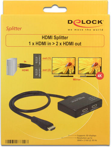 DeLock 87700 UHD 1 είσοδος/2 έξοδοι HDMI Splitter