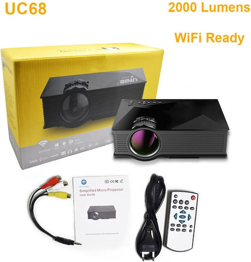 Factory UC68Β Mini Projektor LCD LED-Lampe mit Wi-Fi und Eingebauten Lautsprechern Schwarz