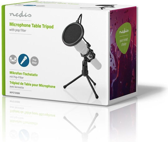 Nedis Microphone Table Tripod Pop Filter Stand Mikrofon mit Pop-Filter