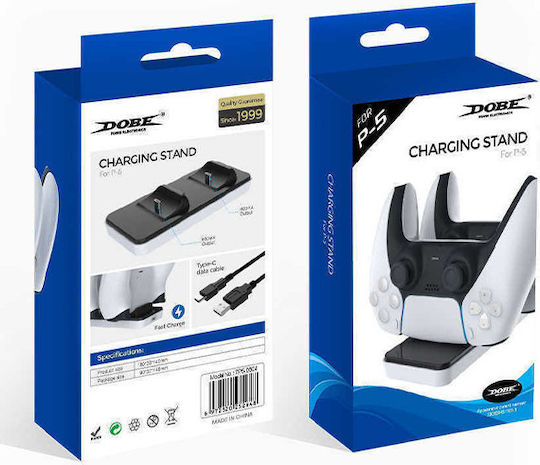 Dobe Charging Dock Βάση Φόρτισης για 2 χειριστήρια PS5 Λευκή