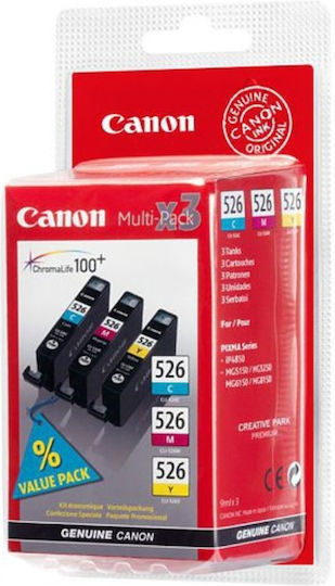 Canon CLI-526 Original Pack of 3 InkJet Printer Inks Yellow / Cyan / Magenta (4541B009)