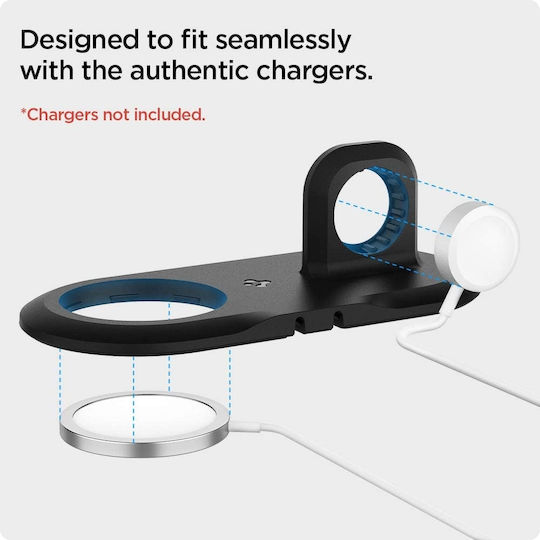Spigen MagFit Duo Βάση Φόρτισης MagSafe σε Μαύρο χρώμα