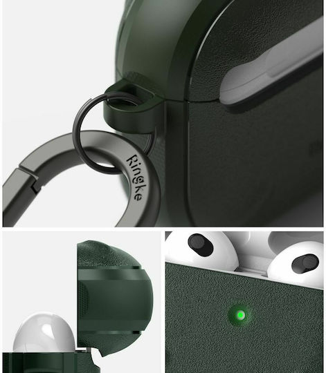 Ringke Onyx Hülle Synthetisch,Polyester/Cotton/Leather mit Haken Dark Green für Apple AirPods 3