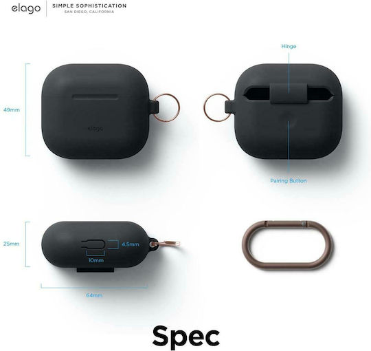 Elago Hang Hülle Silikon mit Haken in Schwarz Farbe für Apple AirPods 3
