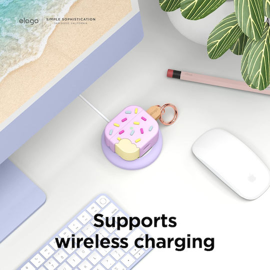 Elago Ice Cream Θήκη Σιλικόνης με Γάντζο Lavender για Apple AirPods 3
