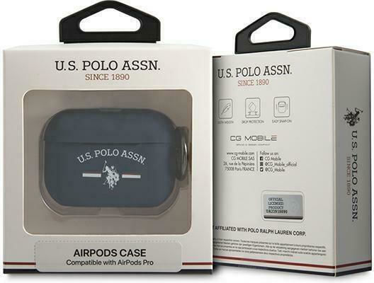 U.S. Polo Assn. S Pro Case Θήκη Σιλικόνης με Γάντζο σε Navy Μπλε χρώμα για Apple AirPods Pro