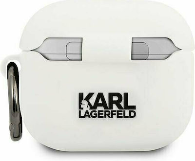 Karl Lagerfeld Choupette Head Θήκη Σιλικόνης με Γάντζο σε Λευκό χρώμα για Apple AirPods 3