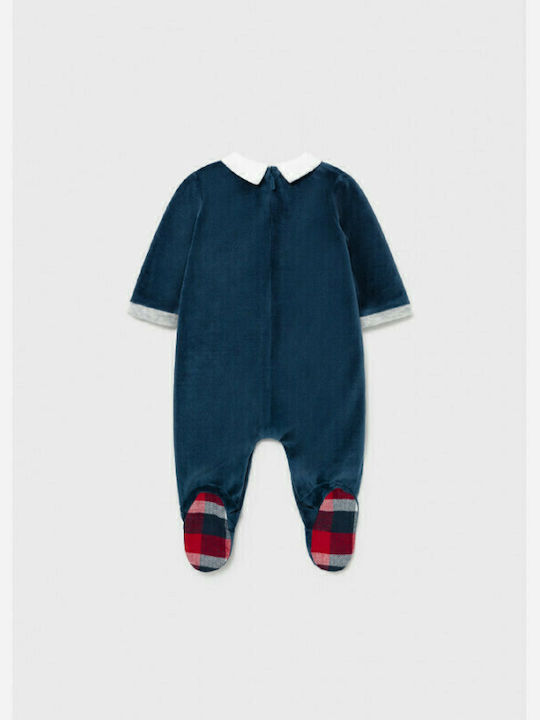Mayoral Baby Bodysuit Set Long-Sleeved Velvet Navy Blue