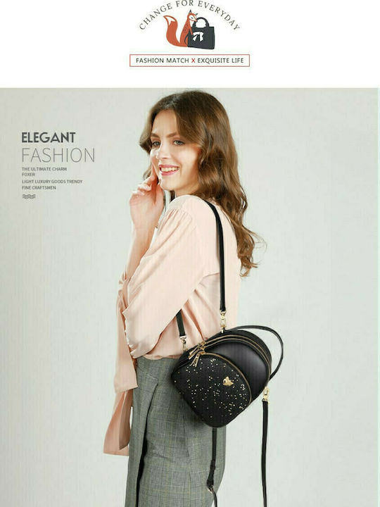 Leder Damentasche Rucksack Schwarz