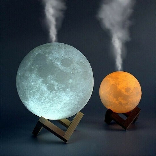 Ανάγλυφο Φωτιστικό Αφής Υγραντήρας 3D Moon Lamp LED Λευκό