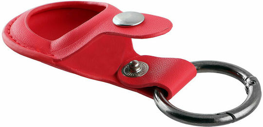 Volte-Tel Keyring Keychain Case Leather for AirTag in Red color