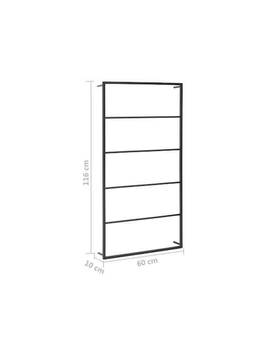vidaXL Σκάλα Μπάνιου 6 Θέσεων Επιτοίχια ​60x116cm Μαύρη