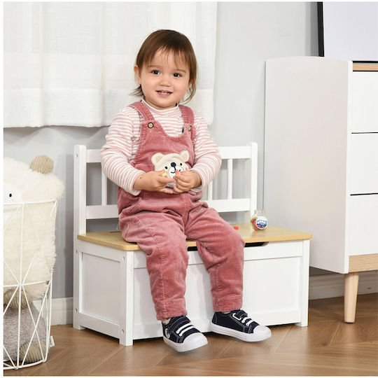 HomCom Детска кутия за съхранение Бял 60x30см 1бр