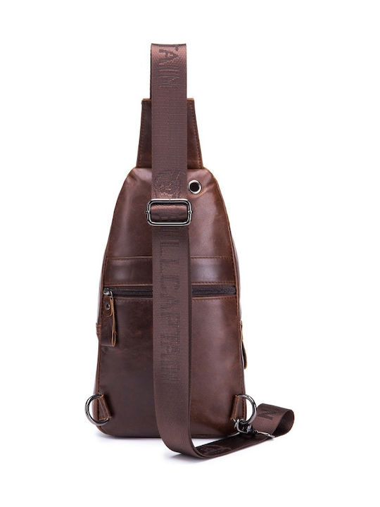 Leather Men's Bag Sling Dark Brown