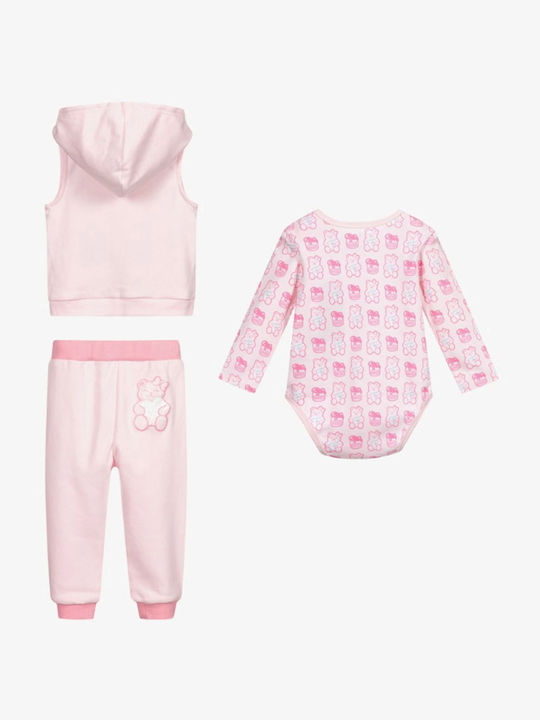 Guess Baby Bodysuit Set Long-Sleeved with Pants Pink