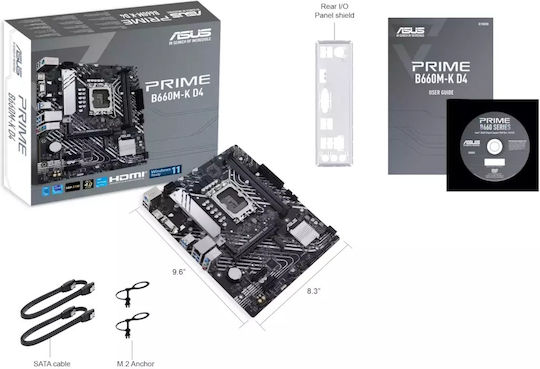 Asus Prime B660M-K D4 Motherboard Micro ATX with Intel 1700 Socket