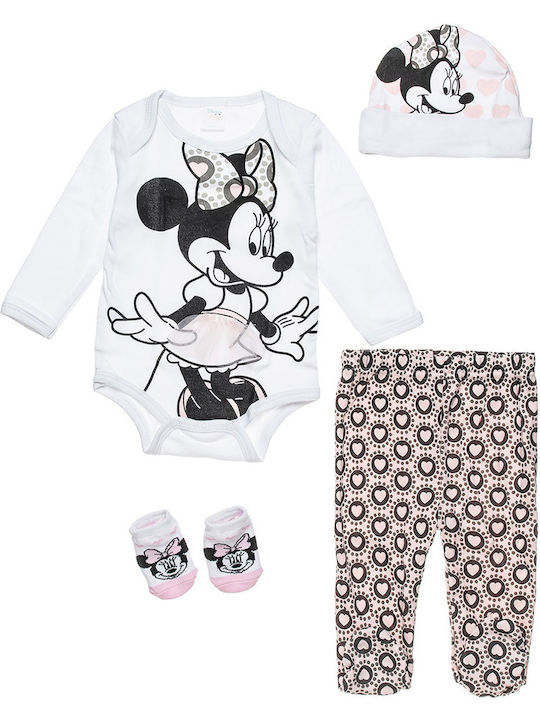 Alouette Disney Minnie Mouse Комплект Бебешко Боди Дълъг ръкав Бял 4бр