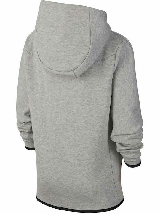 Fleece Kinder-Sweatshirt Strickjacke mit Kapuze und Taschen Grau Sportswear Tech
