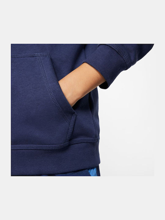 Athletic Kids Sweatshirt Cardigan Cotton with Hood Blue Sportswear