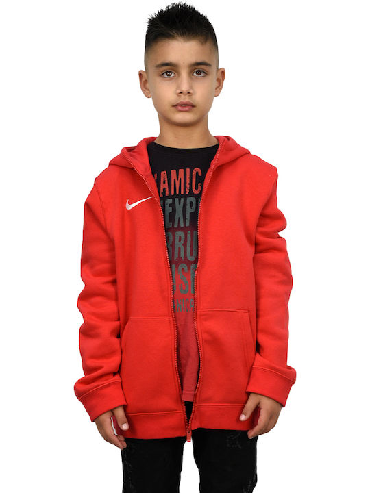 Athletic Kids Sweatshirt Cardigan Cotton with Hood Red Park 20