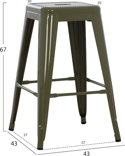Σκαμπό Μπαρ Μεταλλικό Πράσινο 43x43x67εκ.