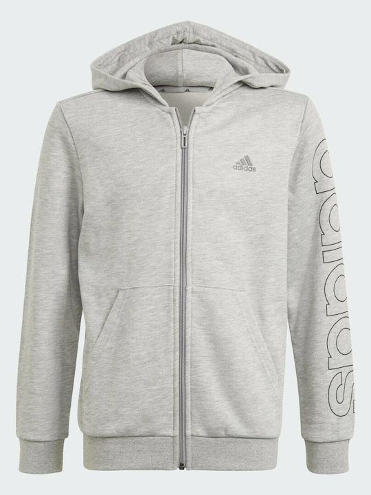 Kinder-Sweatshirt Strickjacke mit Kapuze und Taschen Grau Essentials