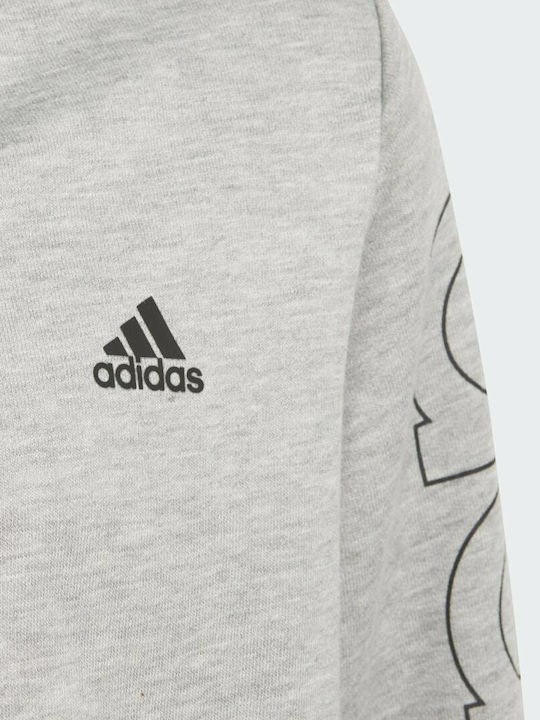 Kinder-Sweatshirt Strickjacke mit Kapuze und Taschen Grau Essentials
