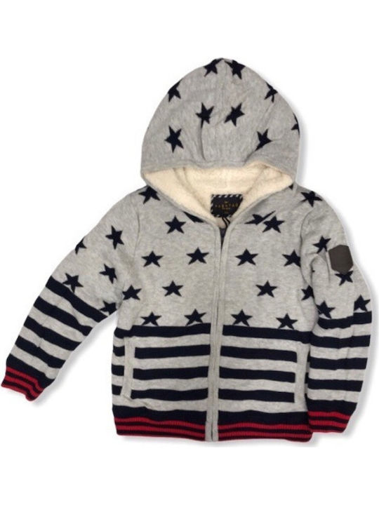 Kids Cardigan Knitted with Hood Gray