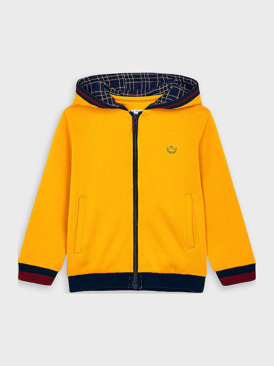 Kids Sweatshirt Cardigan Cotton with Hood Yellow