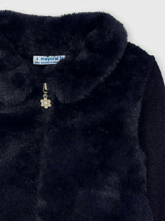 Kids Cardigan Fur with Hood Blue