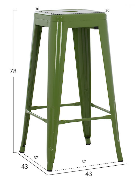 Metallic Outdoor Stool Melita Green 43x43x78cm