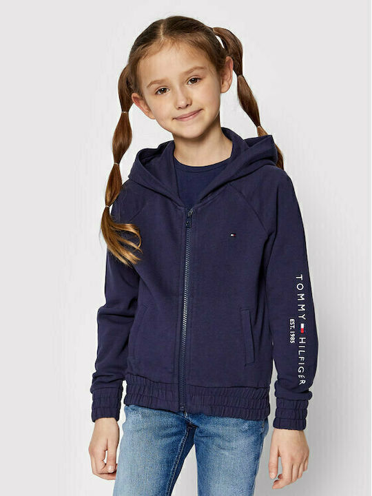 Kids Sweatshirt Cardigan with Hood Blue Essential