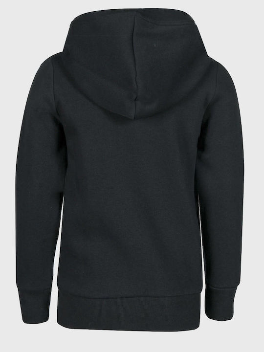 Athletic Kids Sweatshirt Cardigan Cotton with Hood Black