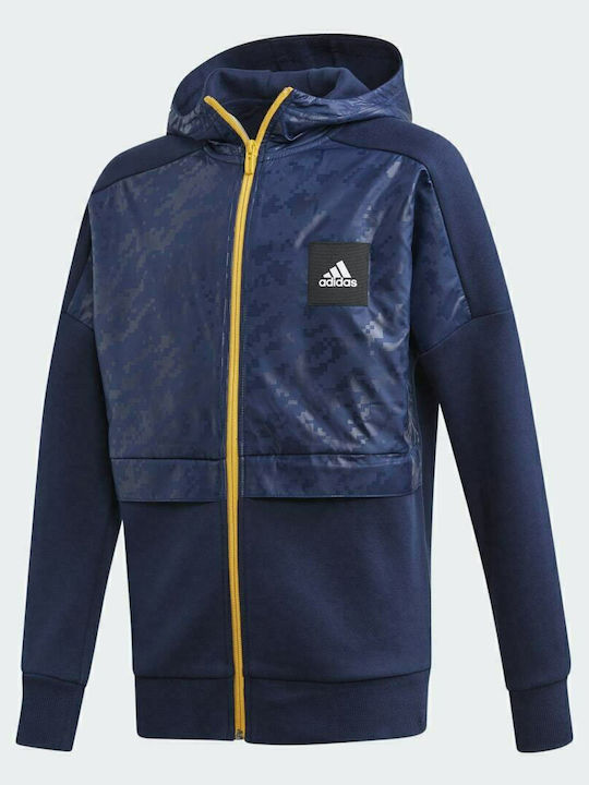 Kinder-Sweatshirt Strickjacke mit Kapuze Marineblau