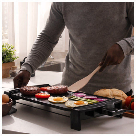 Cecotec Tasty & Grill 3000 Tabletop Electric Grill Aluminium Smooth and Ribbed Plate 2600W with Adjustable Thermostat 45cmx25cmcm