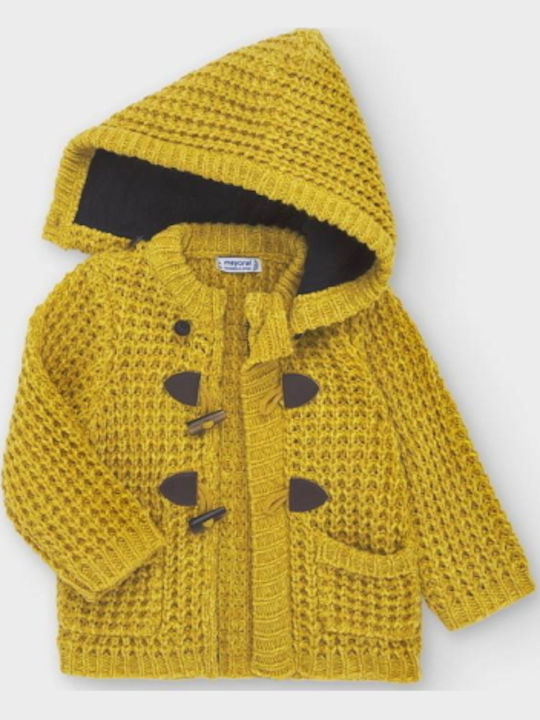 Kids Cardigan Knitted with Hood Yellow