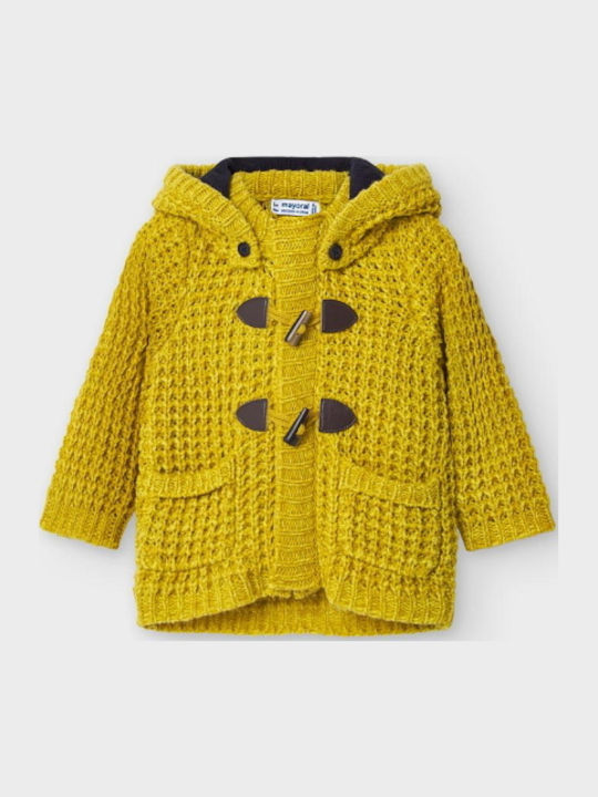 Kids Cardigan Knitted with Hood Yellow