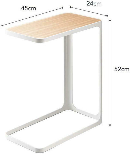 Ορθογώνιο Βοηθητικό Τραπεζάκι Frame C-Shaped από Μασίφ Ξύλο Λευκό / Natural Μ24xΠ45xΥ52εκ.