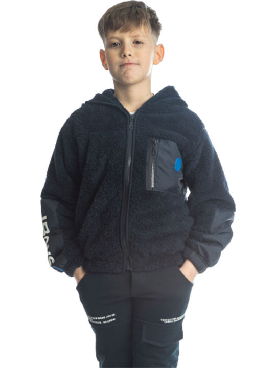 Joyce Boys Fleece Hooded Sweatshirt with Zipper Navy Blue