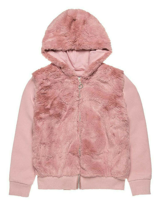 Alouette Kids Cardigan Furry Hooded Pink