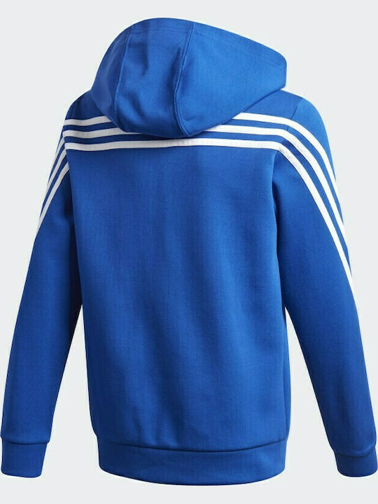 Детски Суичър Жилетка с Качулка и Джобове Син 3-STRIPES
