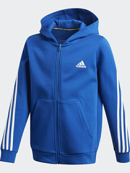 Детски Суичър Жилетка с Качулка и Джобове Син 3-STRIPES