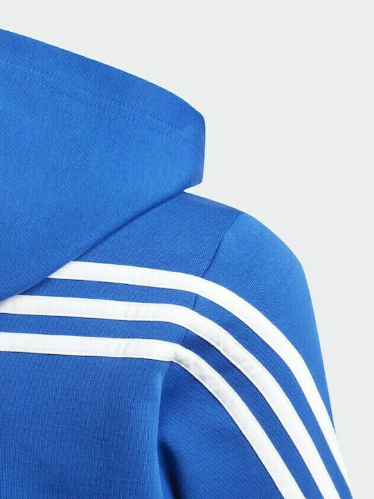 Детски Суичър Жилетка с Качулка и Джобове Син 3-STRIPES
