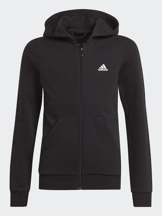 Athletic Kids Sweatshirt Cardigan Cotton with Hood Black Essentials