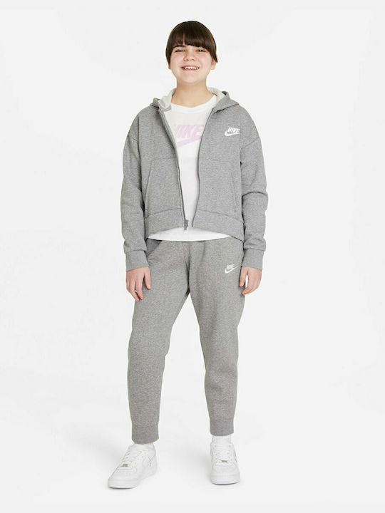 Athletic Kids Cardigan Cotton with Hood Gray Sportswear Club