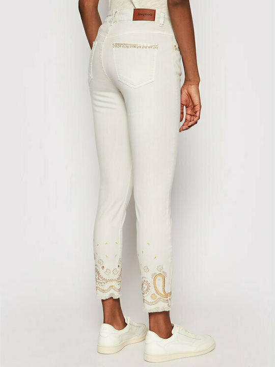 Desigual Paisley Women's Jean Trousers in Skinny Fit White