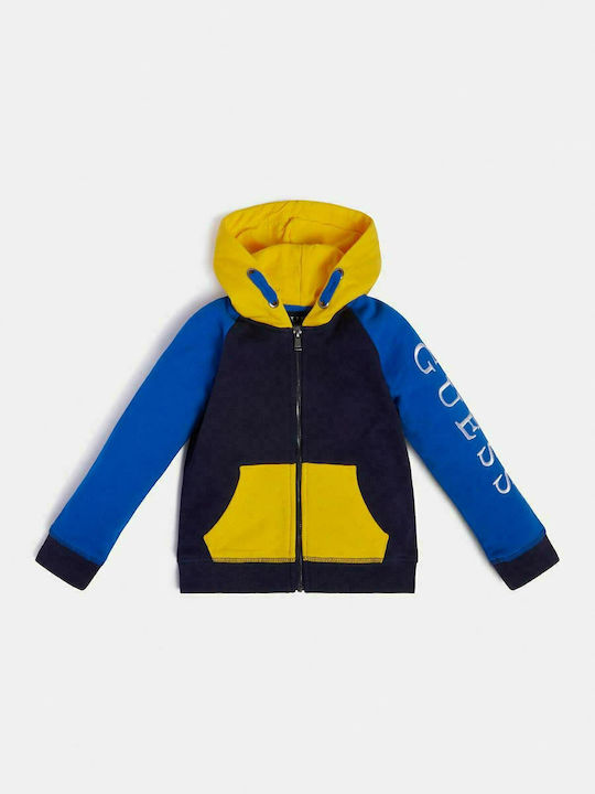 Guess Boys Hooded Sweatshirt with Zipper Blue