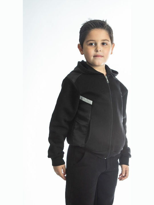 Joyce Boys Hooded Sweatshirt with Zipper Black